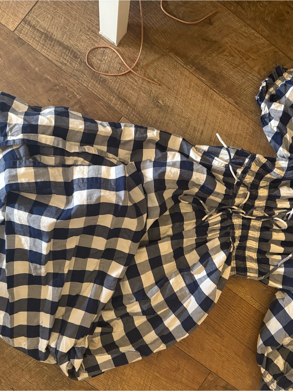 Doen Blue and White Gingham Puff Sleeve Dress - Picture 5 of 5
